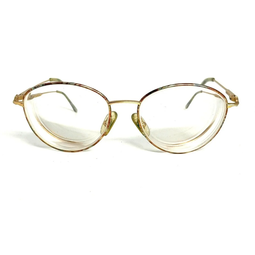 Gucci Vintage‎ Gold Metal Oval Eyeglass Frames Detail Italy 23530